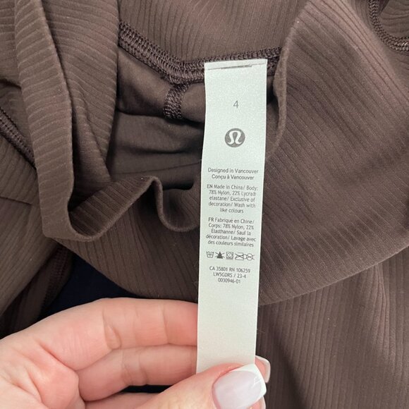 Lululemon Chocolate Brown Ribbed Flare Leggings Size 4 - Picture 3 of 6